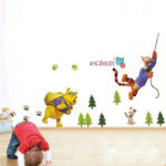 Ay711 Winnie The Pooh Bear Tiger Wall Sticker For Kids Room Home Decoration Cartoon Mural Art Animals Pvc Wall Decal Anime Poster - Image 2