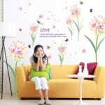 SK9016 Lily Bouquet Color Wall Stickers Vine Beautiful Flowers Quotes Vinyl Decals Living Room Home Decoration