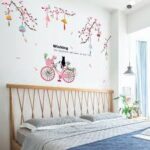 SK9357 Peach Flower Bicycle Wall Sticker - Multi - Image 5