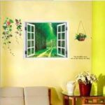 AY914 Lifelike Valley Window Wall Sticker Quality 90*60cm PVC Removable Beautiful Views Decal Vivid Green Forest Wall art Mural - Image 7