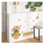 HM71004 Jaamso Royals Multicolor Vinyl Tulip Fence Butterfly Design Decorative Wall Sticker - Image 3