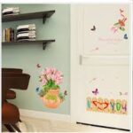HM71004 Jaamso Royals Multicolor Vinyl Tulip Fence Butterfly Design Decorative Wall Sticker - Image 4
