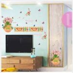 HM71004 Jaamso Royals Multicolor Vinyl Tulip Fence Butterfly Design Decorative Wall Sticker - Image 7