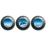 Huaduo Submarine Portholes 3D Wall Sticker Aircraft Plane Blue Sky Home Decor Living Room Decals Removable Sticker Wallpaper Poster 3Pcs 33cm x33cm - Image 2