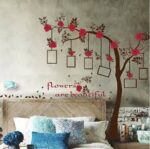 SK9086 New Chic Family Red Flowers Photo Frame Tree Wall Sticker Living Room Decor Room Decals - Image 6