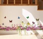 XY8068 Unique vinyl wall stickers for rooms, murals, decals, tattoos, transfers for skirting boards with delicate butterflies and purple flowers designs by VAGA - Image 3