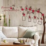 SK9086 New Chic Family Red Flowers Photo Frame Tree Wall Sticker Living Room Decor Room Decals - Image 8