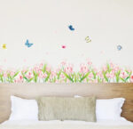Am7039 MEYA flower wall line PVC decal for corridor wall waistline, living room sofa background deco