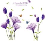 Lovely Lily Flowers and Butterfly Wall Decal DIY Stickers for Home Decor Ay7244 - Image 2
