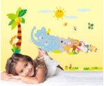 beautybuy Baby Boy's Elephant Birds Coconut Tree Monkey Flower Animals Wall Decal Ay9161 - Image 5