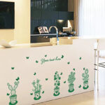 Sks6022Potted Plants Wall Stickers Office Door Window Home Living Room Decor Removable Vinyl Wall Decals Art Murals Wallpapers - Image 3