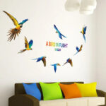 Xl6046Wall Stickers Flying Parrot Bird Jungle Colorful Tropical Interior Sticker Wall Decoration Scandinavian Style DIY Living Room - Image 4