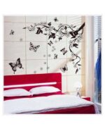 AY9124 Black Butterfly Flower rattan DIY Removable Wall Stickers Living Room TV/Sofa Background Wall Stickers - Image 3