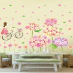 XL8215 cute flowers bicycle girl wall stickers for kids rooms nursery baby bedroom children art wall decals home decorations - Image 5