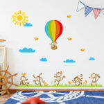 jm7121Monkey Balloon Wall Stickers Cartoon Wall Stickers House Decoration - Image 2