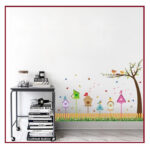 Wall Stickers TV Background wall-sk9085 Fence Birdhouse Fresh Home Living Room TV Background Wall Sticker - Image 3