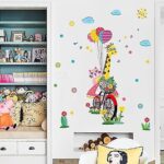 Home decor decals cartoon giraffe bicycle wall stickers bedroom home.. - Image 3