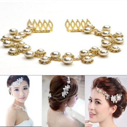 Hair Bridal Accessories Hairpin White Pearl Studded Party Bride Headpiece Headdress Ornament