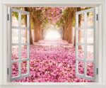 AY9234D cherry tree avenue 3d fake windows landscape green pvc wall sticker Removable wall stickers home decor wall decor - Image 12