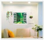 AY914 Lifelike Valley Window Wall Sticker Quality 90*60cm PVC Removable Beautiful Views Decal Vivid Green Forest Wall art Mural - Image 4