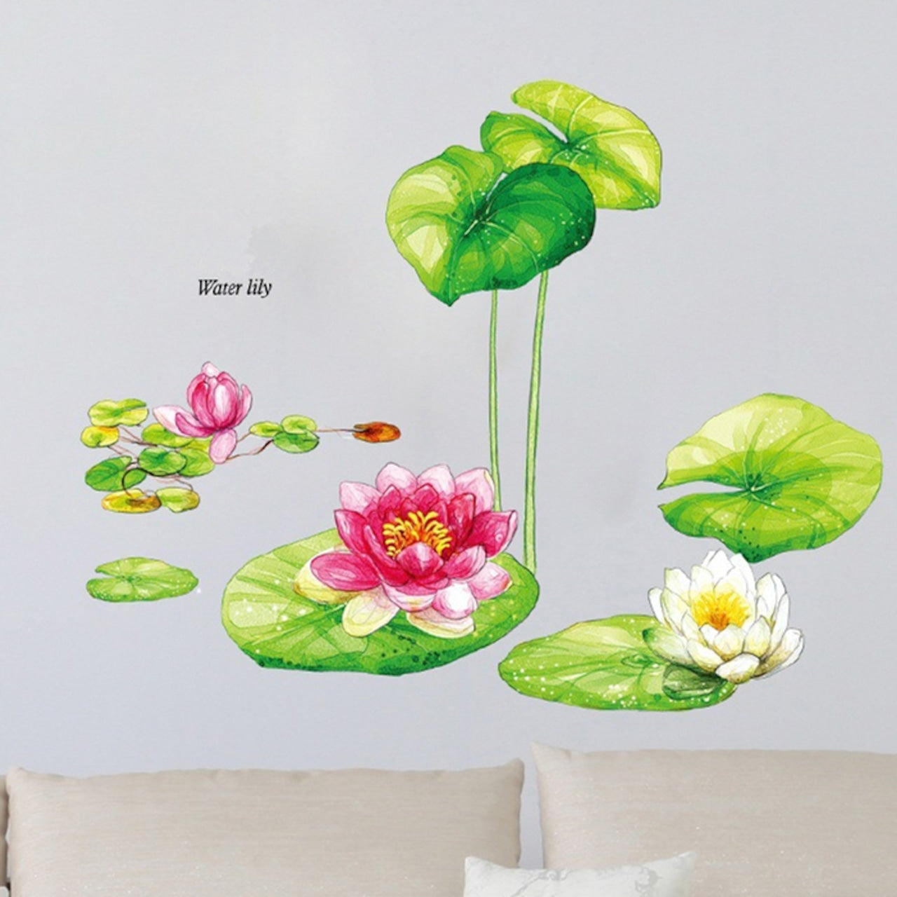 eaafa2c78d55eb5870429ac5bbf9f6fc Vinyl Water Lily Flower Wall Sticker - Image 1