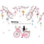 SK9357 Peach Flower Bicycle Wall Sticker - Multi - Image 6