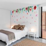 Green leaves flower pattern sticker living room bedroom backdrop decorative wall decal (XH7212) - Image 3