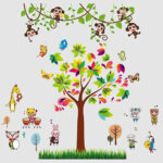Wall decal sticker combining Tree, music, monkey AY7114 - Image 2