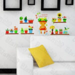 Kappier Colorful and Cute Potted Plants Peel & Stick Removable Border Wall Decals size 60x90 ay1906