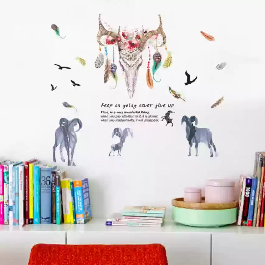 extra-large-stickers-lovely-beautiful-decorative-trending-get-original-imagekmjrghwfcuz Imported Wall Sticker Decor Sticker Removable DIY Goat Head Wall Decal fo Decor One Size - Image 1