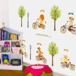 Ampire 120 cm Wall Stickers Cartoon Animal Kids Room Jungle Bicycle Ride Self Adhesive Sticker - Image 5