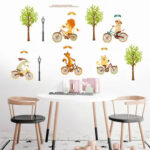 Ampire 120 cm Wall Stickers Cartoon Animal Kids Room Jungle Bicycle Ride Self Adhesive Sticker - Image 3