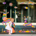 Gadgets WRAP Colorful Rainbow Cartoon Jumping Deer Wall Stickers Forest for Living Room Bedroom Shop Window - Image 3