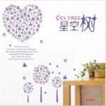 Lavender Flower Wall Sticker Dinding Motif Love  Purple heart decal Size:60x90 Lm8007 - Image 5