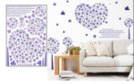 Lavender Flower Wall Sticker Dinding Motif Love  Purple heart decal Size:60x90 Lm8007 - Image 6