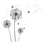 Black Dandelion Butterfly Vinyl PVC Wall Sticker AY834 - Image 3