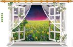 SK9020D 3D Wall Sticker Beautiful Flower Sea Wall Stickers Sunset View Vinyl Decals for Family Rooms - Image 2
