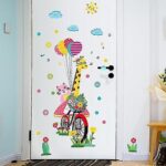 Home decor decals cartoon giraffe bicycle wall stickers bedroom home.. - Image 2