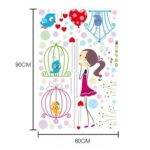 wall sticker xl8117 Pegatinas de pared de jaula de pájaros de revestimiento simple para niños sala de estar decoración del hogar calcomanías de vinilo de dibujos animados fondos de sofá de TV - Image 4