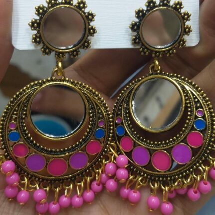 Earring gold plated Tradtional style anteek bunda with jhumky Earrings bunday