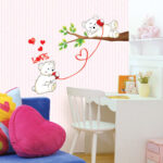 WUDHF Cute bear calling love wall stickers home love and happiness decoration children's room cartoon branches - Image 2