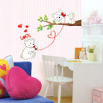 WUDHF Cute bear calling love wall stickers home love and happiness decoration children's room cartoon branches size 50x710 sm 570047 - Image 2