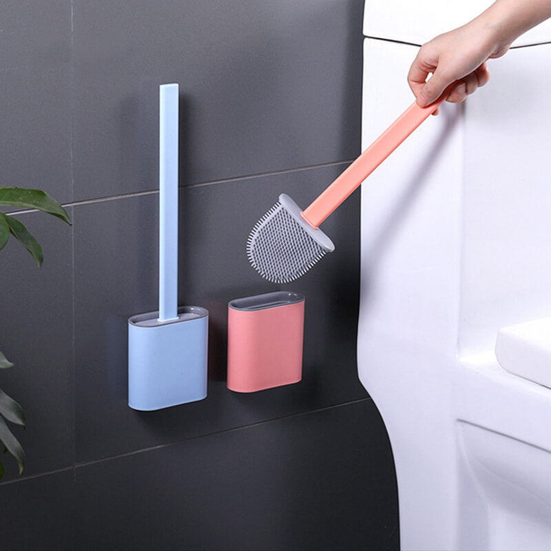 flexible-silicone-toilet-brush-cookingorbit-pk Silicone Toilet Brush with Toilet Brush Holder Creative Cleaning Brush Set, Silicone Flex Toilet Brush with Holder and Wall Mounted bcbgyz2d-c - Image 1
