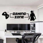 Gaming Zone With Gaming Character With Gaming Console Video Game Wall Sticker Playroom Bedroom Gaming Zone Gamer Xbox Ps Quote Wall Decal Kids Room Vinyl Decor - Image 2