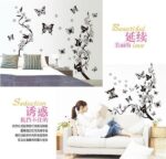 AY9124 Black Butterfly Flower rattan DIY Removable Wall Stickers Living Room TV/Sofa Background Wall Stickers - Image 6