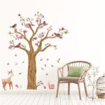 Double Cute Deer Tree wall Sticker - JM7336AB - Image 2