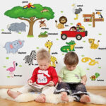 Sk9084 JAAMSO ROYALS Cute Cartoon Tree Animals Zoo English Words ' Wall Sticker (PVC Vinyl, 90 cm X 60 cm, Children's Room Décor Stickers) - Image 2