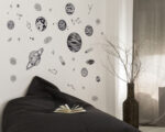 SAMHEZ JM7363 PLANETS BLACK N WHITE 60X90  WALSTIKER WALLSTICKER  WALL STIKER - Image 2