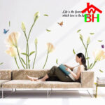 AY9152 60*90cm Large Removable Vinyl Self-adhesive Lily Flower Wall Sticker for Kids Room - Image 3