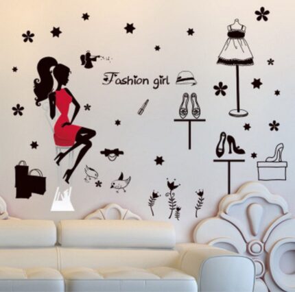 Wall stickers, fashion, beauty, stylish wallpaper, monochrome, makeover size 50x70 xls7212